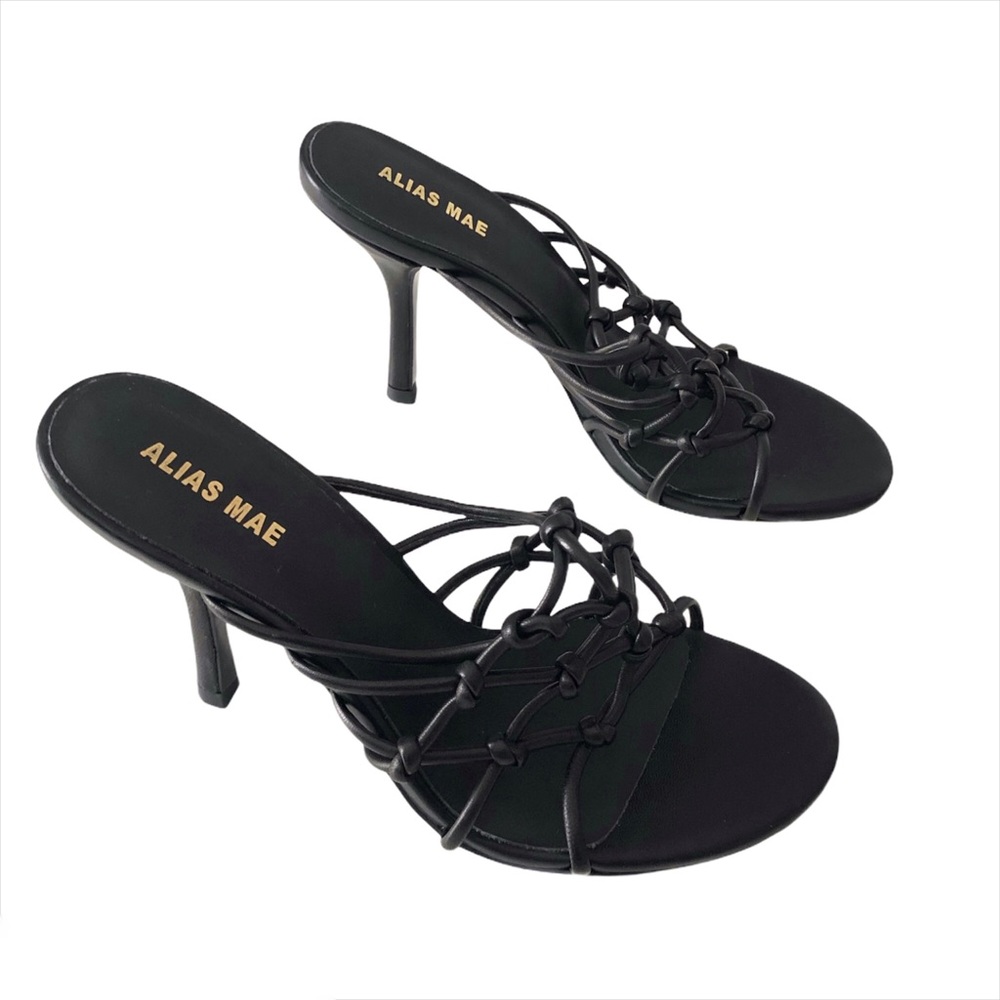 Alias Mae Meg Black Leather Heeled Sandals 37